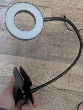 Black Clip-On USB Ring Light with Flexible Gooseneck Set Of Two
